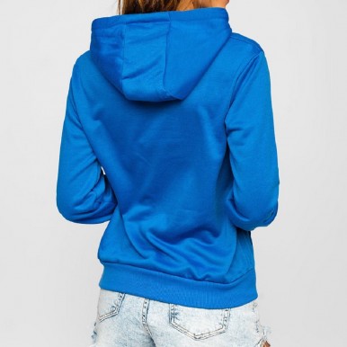 Pullover Light Blue Hoodie for Women in Large Size