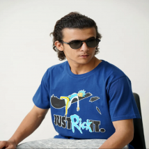 Rick and Morty Blue Printed T-Shirts In Large
