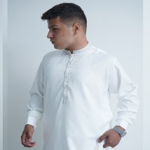 White Embroidered Kurta Shalwar Medium blended wash & wear