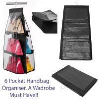 6 Pocket HANGING HANDBAG Purse BAG TIDY Organiser Storage 247-Ak