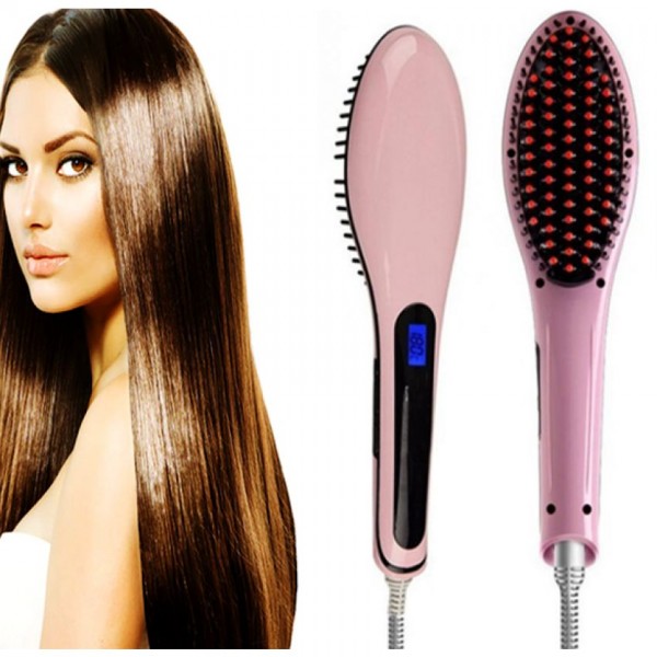 ELECTRIC HAIR STRAIGHTENER COMB LCD IRON BRUSH Buyon.pk