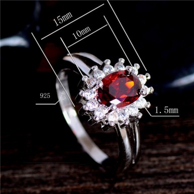 Red Shiny Flower CZ Zircon Beautiful Classic Ring