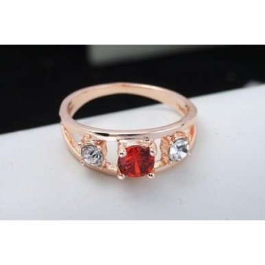 Red 18K Rose Gold Filled Cubic Zircon Ladies Ring