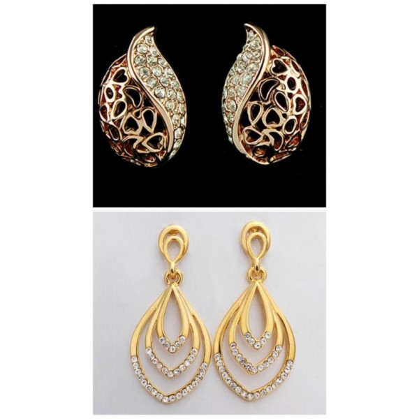 Pack of 2 Earrings Gold Plated For Her A333