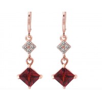 18K Rose Gold Filled red long Earrings shine