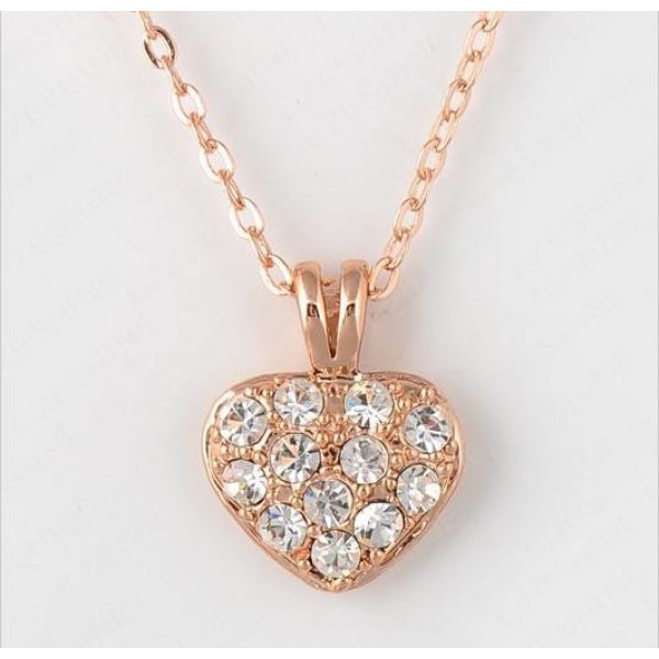 Heart Pendant Necklace Gold Plate/Platinum Plating Austrian Crystal Full Rhinestone Necklce Jewelry
