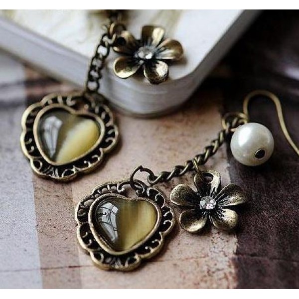 Sale offer - Fashion Lovely Metal Flowers Peach Heart Ladies Earrings