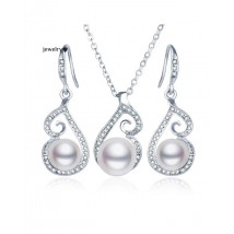  Pearl Necklace Earring Jewelry Set 