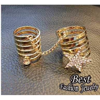 Link Chain Trendy Ring For Teenagers Beautiful Star Decoration Ring