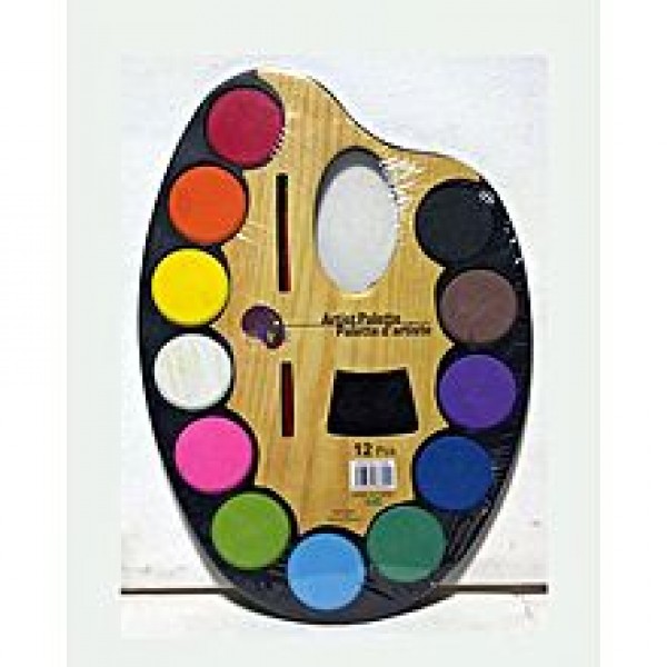 12 Colors Artist Palette With Brush (Large)