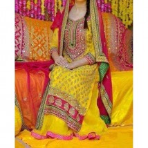 Yellow Color Mayoo Mehndi Bridal Dress Unstitched 3 Pieces