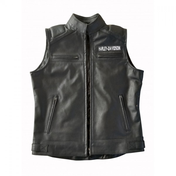 Buy Mens Black Biker Real Leather Jacket With Harley Davidson Patches