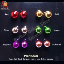 3 Pairs Random Color Girls Ear Tops Colored Purl design