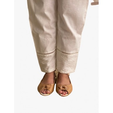 Styled uniquely Women's White Cotton Trouser - NFW