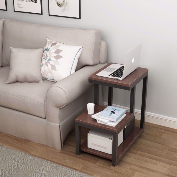 3 Tier Chair Side Table Night Stand, Modern Side Tables For Living Room With Storage