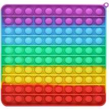 Big Size Push Pop Bubble Fidget Spinner Pop It Silicone Toy - 20 Cm - Rainbow Square - 100 Bubbles