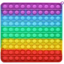 Big Size Push Pop Bubble Fidget Spinner Pop It Silicone Toy - 20 Cm - Rainbow Square - 100 Bubbles