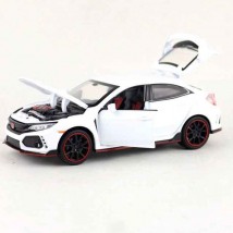 Honda Civic Type-R Racer Die Cast Scale Model Car - White - 6 Inches