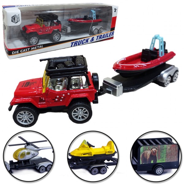 Jeep and Trawler Die Cast Metal Toy for Kids - Assorted Color & Assorted Designs