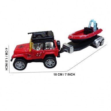 Jeep and Trawler Die Cast Metal Toy for Kids - Assorted Color & Assorted Designs
