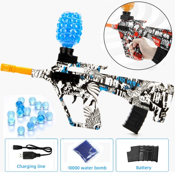 Mini AUG Gel Blaster Rechargeable Electric Machine Toygun With 10000 Pcs Gel Balls - Size Approx. 18 inches - Assorted Colors
