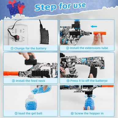 Mini AUG Gel Blaster Rechargeable Electric Machine Toygun With 10000 Pcs Gel Balls - Size Approx. 18 inches - Assorted Colors