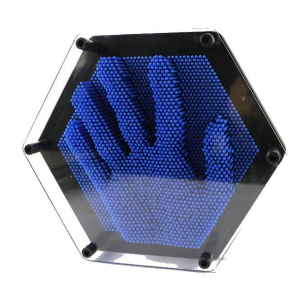 Pinart 3-Dimensional Pin Sculpture 3D PinArt Impressions Sculpture Play Toy - Size Approx. 9 inch - Octagon Hexagon Shape - Random Color