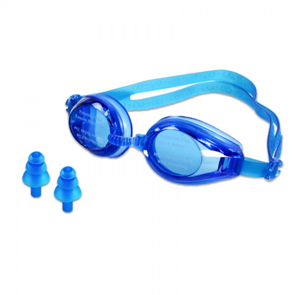 SWIMMING GOGGLES WITH EAR PLUGS - BLUE