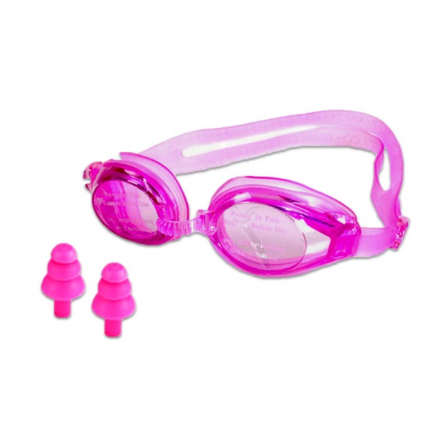 SWIMMING GOGGLES WITH EAR PLUGS - PINK