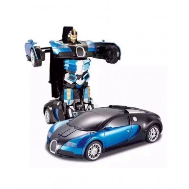 Remote Controlled TRANSFORMER - BUGATTI Toy Car in BLUE