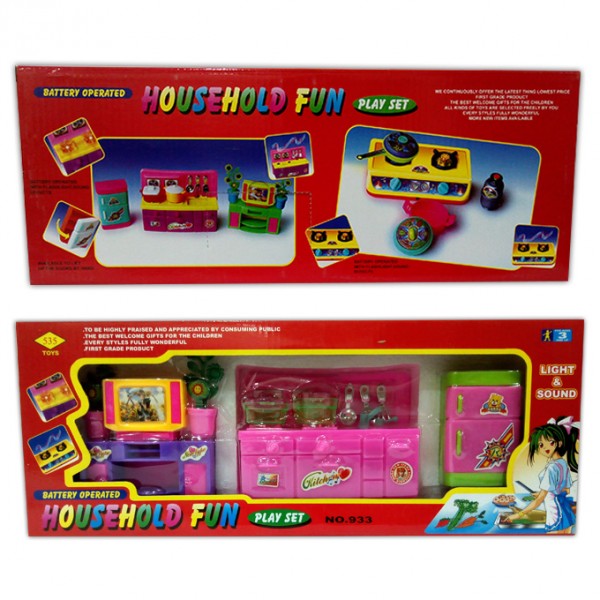 Household Kitchen and TV Lounge Play Set for Kids