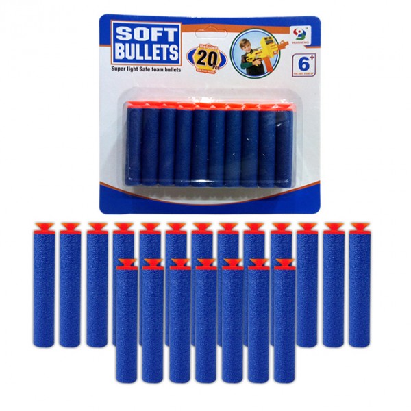 Soft Dart Stick-On Foam Nerf Refill Bullets - 20 pcs - Blue
