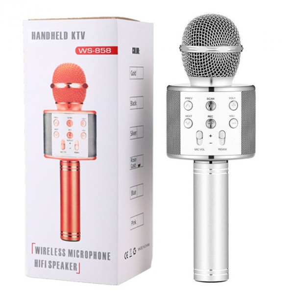 Wireless Mic with Speaker - Bluetooth Karaoke Radio Microphone - WS-858