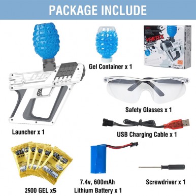 Vortex Launcher Automatic Electric Rechargeable Gel Blaster Toygun For Kids with 2500 Gel Balls - Assorted Color