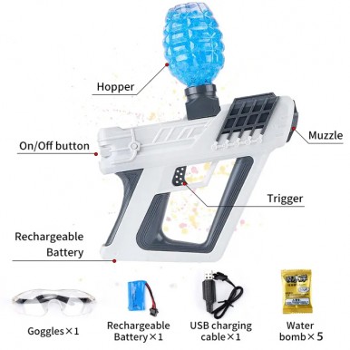 Vortex Launcher Automatic Electric Rechargeable Gel Blaster Toygun For Kids with 2500 Gel Balls - Assorted Color