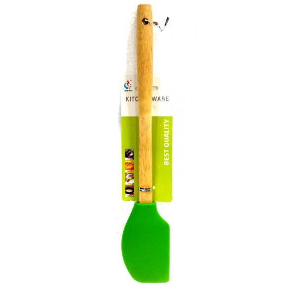 Silicone Spatula with Wooden Handle - Green