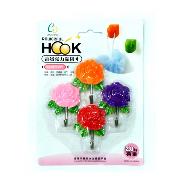 Powerful Hooks - rose style Key Holder Pack of 4