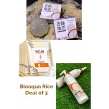 Deal Of 3 Bioaqua Rice Face Sheet Masks .rice Face Wash. Natural Rice Soap For Darken Skin – Facial Cleanser