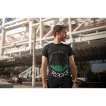 MENS PRINTED LEAVES T-SHIRT BLACK