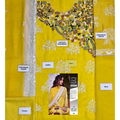 Chiffon Embroidred Dress In Yellow