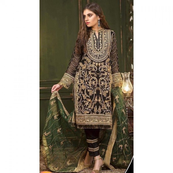 Buy Women Georgette Heavy Zari Work And Fancy Zari Border With Designer  Dupatta Dress Material Online In India At Discounted Prices