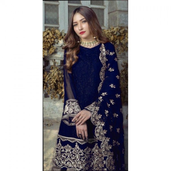 Royal Blue Embroidered chiffon collection