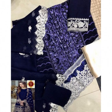 Royal Blue Embroidered chiffon collection