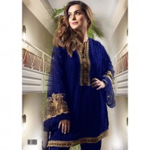 Chiffon Embroidery Kurti in Blue Color