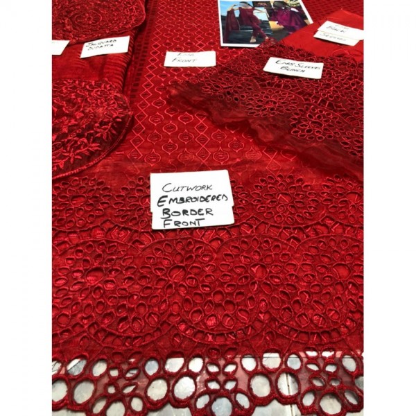 red colour lawn suit