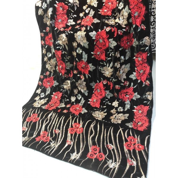 heavy embroidered velvet shawl