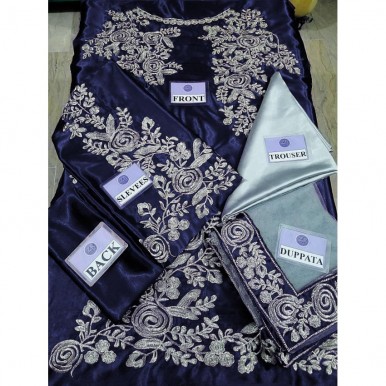 Beautiful Blue Color Embroidered Dress for Ladies