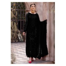 Chiffon Embroidered Fancy dress for womens in Black