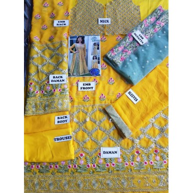 yellow Chiffon Embroidery Maxi