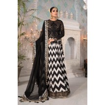 Black And White Chiffon Unstitched wedding Suit For Women